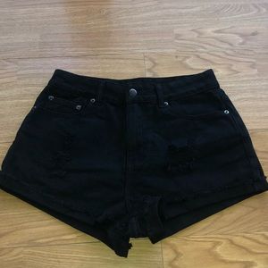 black denim shorts